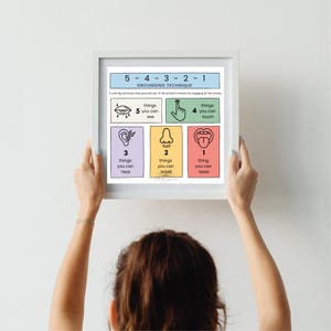 Printable 5-4-3-2-1 Grounding Technique Poster – Mindfulness Wall Art ...