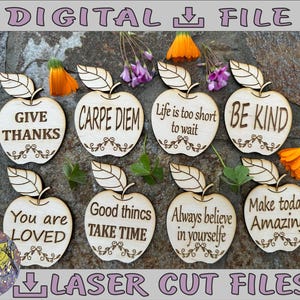 8 Motivational Fridge Magnets apple SVG Bundle Laser cut Files Magnet, Bundle Motivational Quotes Positive SVG Files Laser Magnet Svg Files