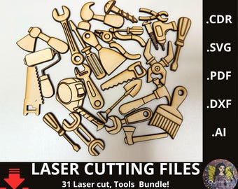 31 Laser cut, Tools SVG Bundle, Tools PNG Bundle, Tools SVG Cut Files, Mechanic Tools svg, Wrench Svg, Hand Tool Svg for Laser cut file