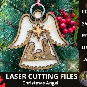Christmas laser cut files, Christmas Angels Laser Cut, Angel Christmas tree topper SVG, Christmas Angel Ornament Svg,Nativity scene,dxf, Pdf