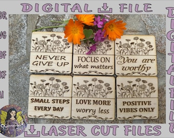 6 Motivational Fridge Magnets SVG Bundle Laser Files Magnet SVG Bundle Motivational Quotes Positive SVG Files Laser Magnet Svg Files