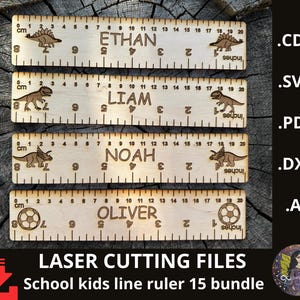 Laser cut file, School kids line ruler 15 bundle laser cut svg cutting file, Personalized ruler, Inches and Centimeters, Back to School.