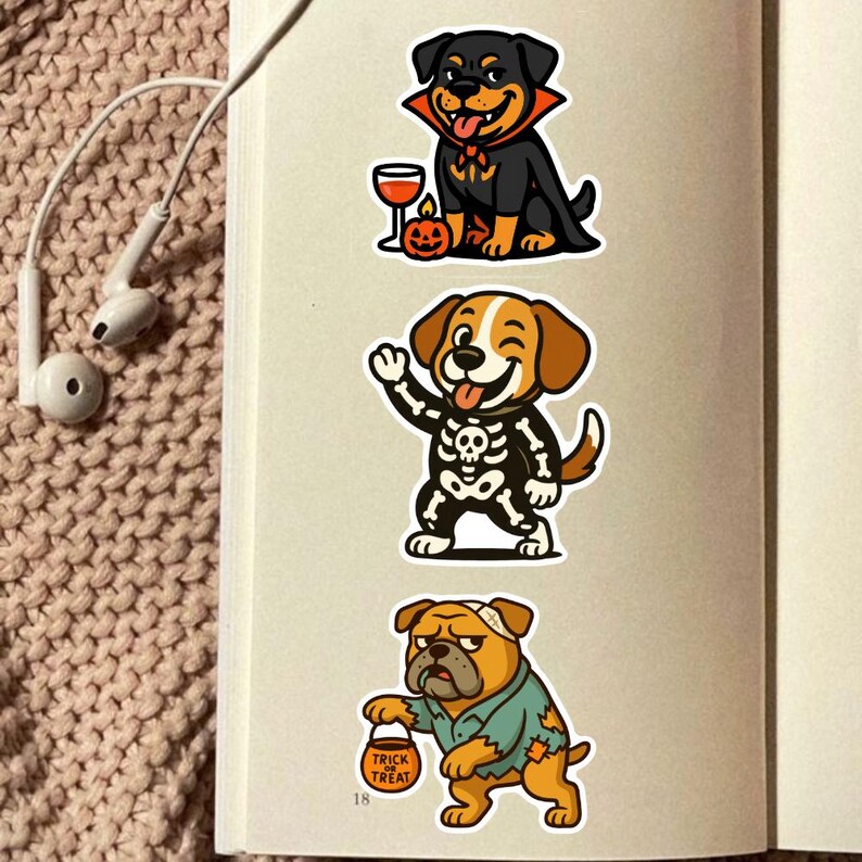 Halloween Dog Printable Stickers PNG | Cute Dog Halloween Sticker Pack ...
