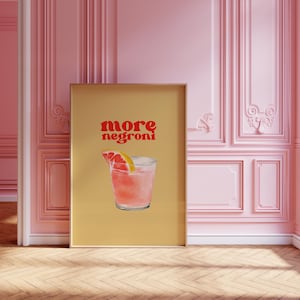デジタルレトロポスター「more negroni」 - カラフルなカクテルデザインをデジタルプリントでセルフ印刷 - 5サイズのJPG＆PDF
