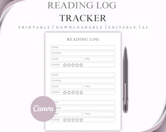 Minimalist Reading Log – Printable Book Tracker, Student Reading Journal (Digital Download)