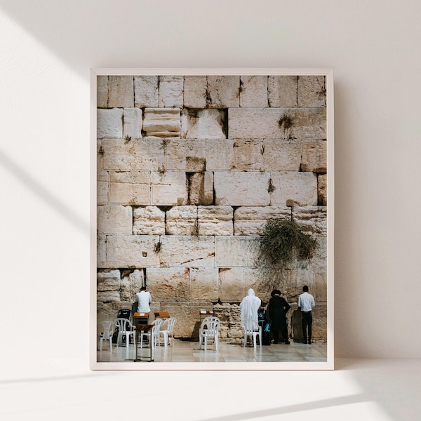 Western Wall Photography Print | Men Praying in Jerusalem | Israel Heritage & Cultural Wall Art