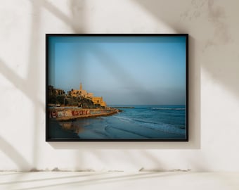 Fotografia da Costa Antiga de Jaffa | Arte de Parede em Tel Aviv, Israel | Impressão do Pôr do Sol no Mediterrâneo