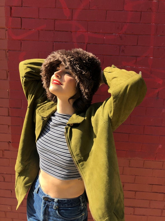 Vintage 70s Brown Faux Fur Shaggy Bucket Hat