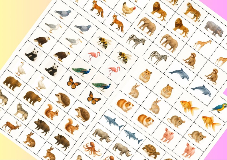 Printable Memory Game for Kids – 96 Animal Cards (A4) | Instant PDF ...