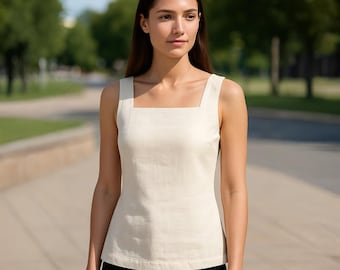Linen Tank Top Sewing Pattern | Square Neck Sleeveless Top PDF | Easy Summer Top Pattern for Women | Beginner-Friendly Digital Download