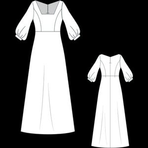 Two-piece Dress Sewing Pattern PDF – Cottagecore Corset-look Top & Long ...