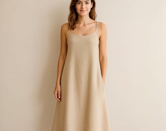 Patrón de costura para vestido de lino: Vestido midi ideal para principiantes (patrón en PDF, tallas 2-30 A4/A0)