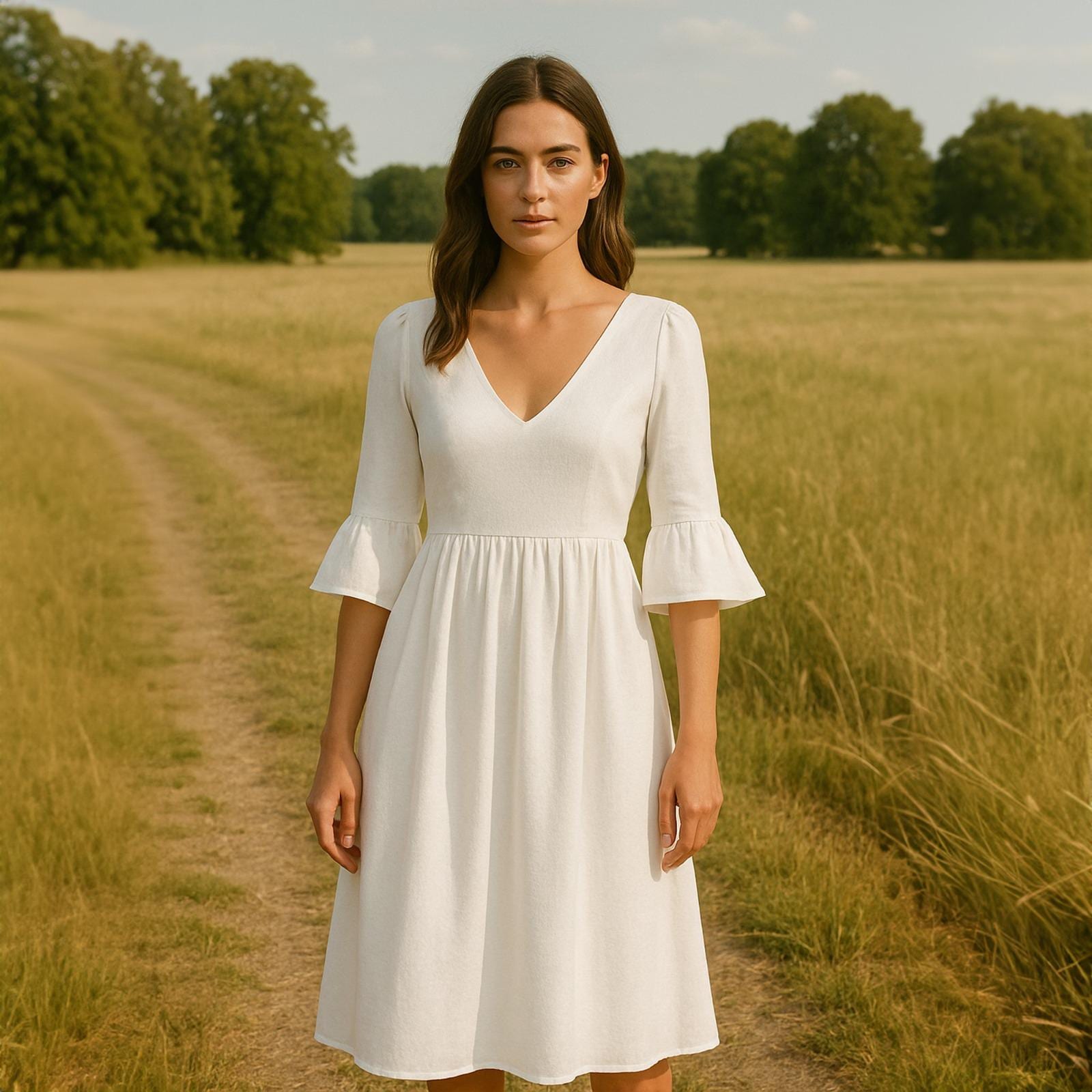 white-linen-midi-dress-cottagecore-summer-outfit-etsy