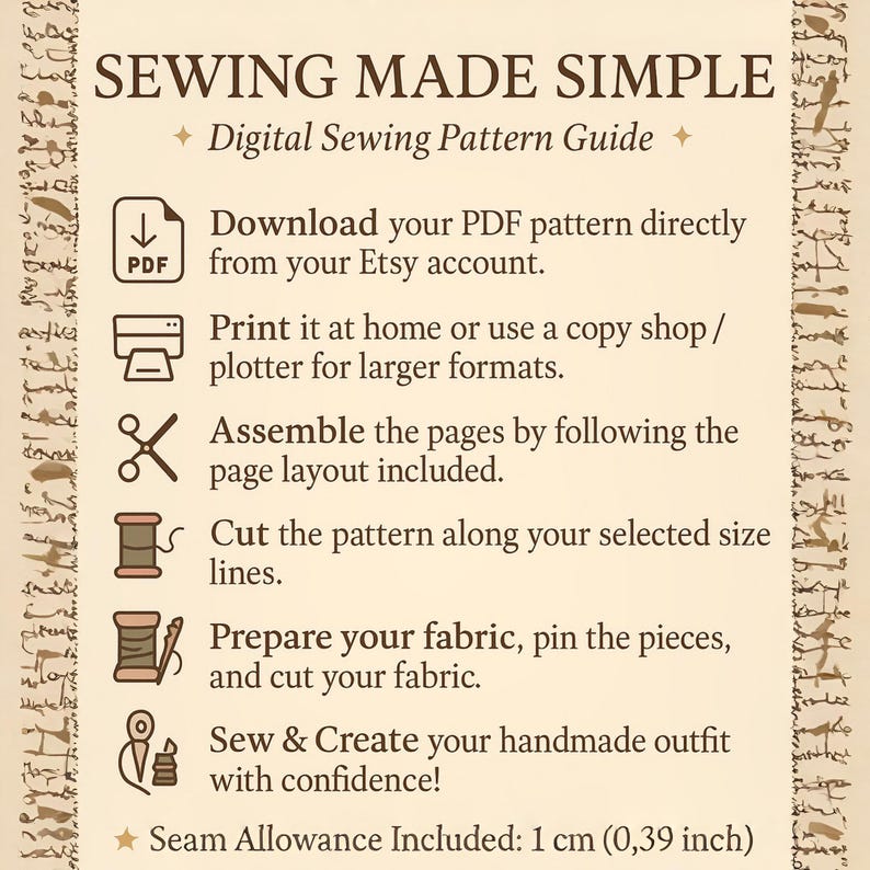 Vintage Puff Sleeve Dress Pattern PDF | V Neck Princess Seam Midi ...