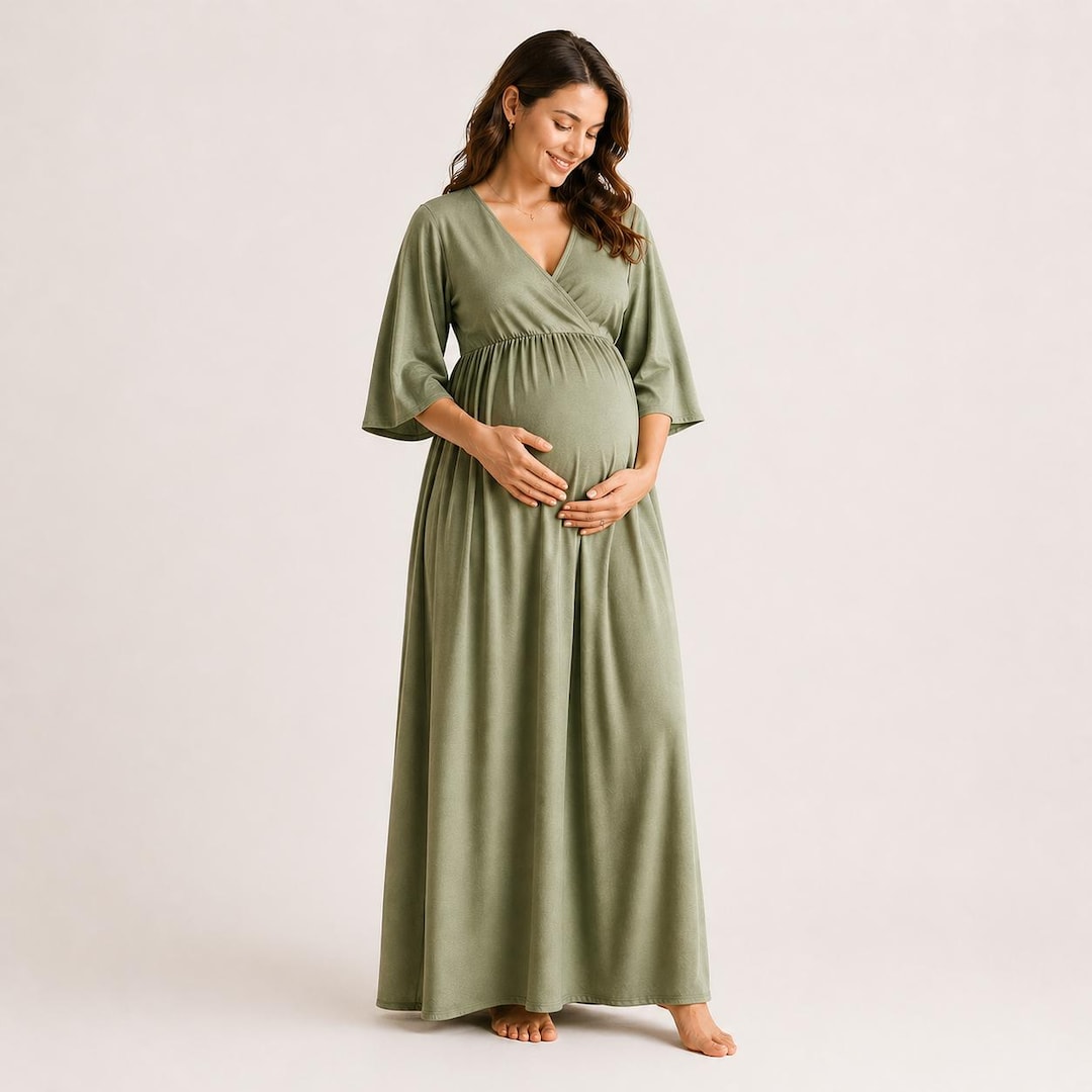 Maternity Dress Sewing Pattern PDF | Empire Waist Maxi Dress | V Neck Wrap Dress Pattern | US 0-30 Size Inclusive | A4 A0 Copy Shop
