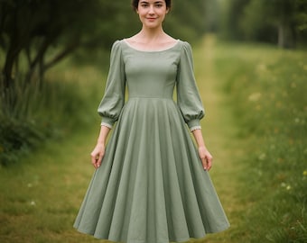 Victorian Puff Sleeve Dress Sewing Pattern – PDF Digital Download, A4 A0 US Letter, Sizes 2–30