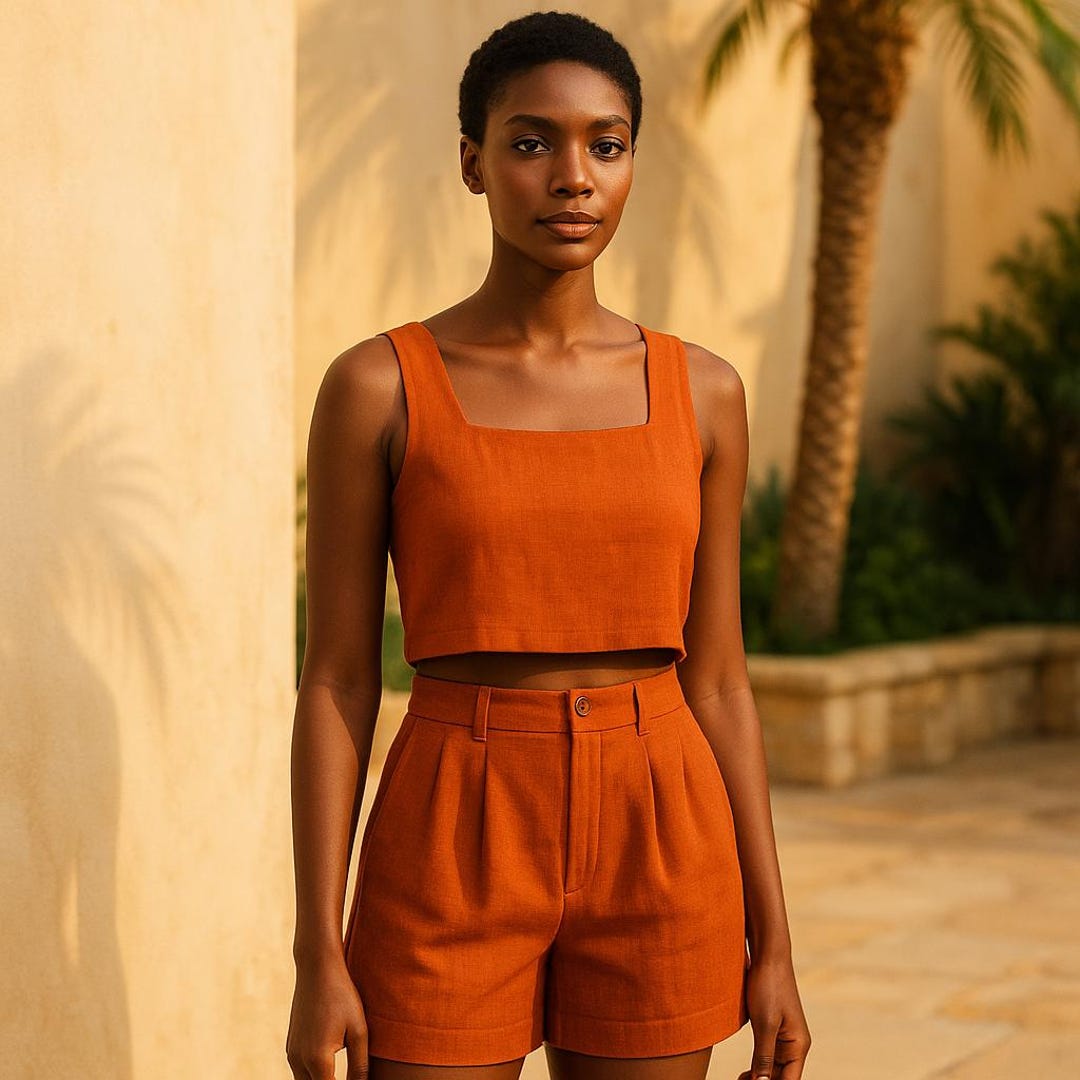 Linen Crop Top & Shorts Sewing Pattern: 2-piece Summer Set (PDF) - Etsy UK
