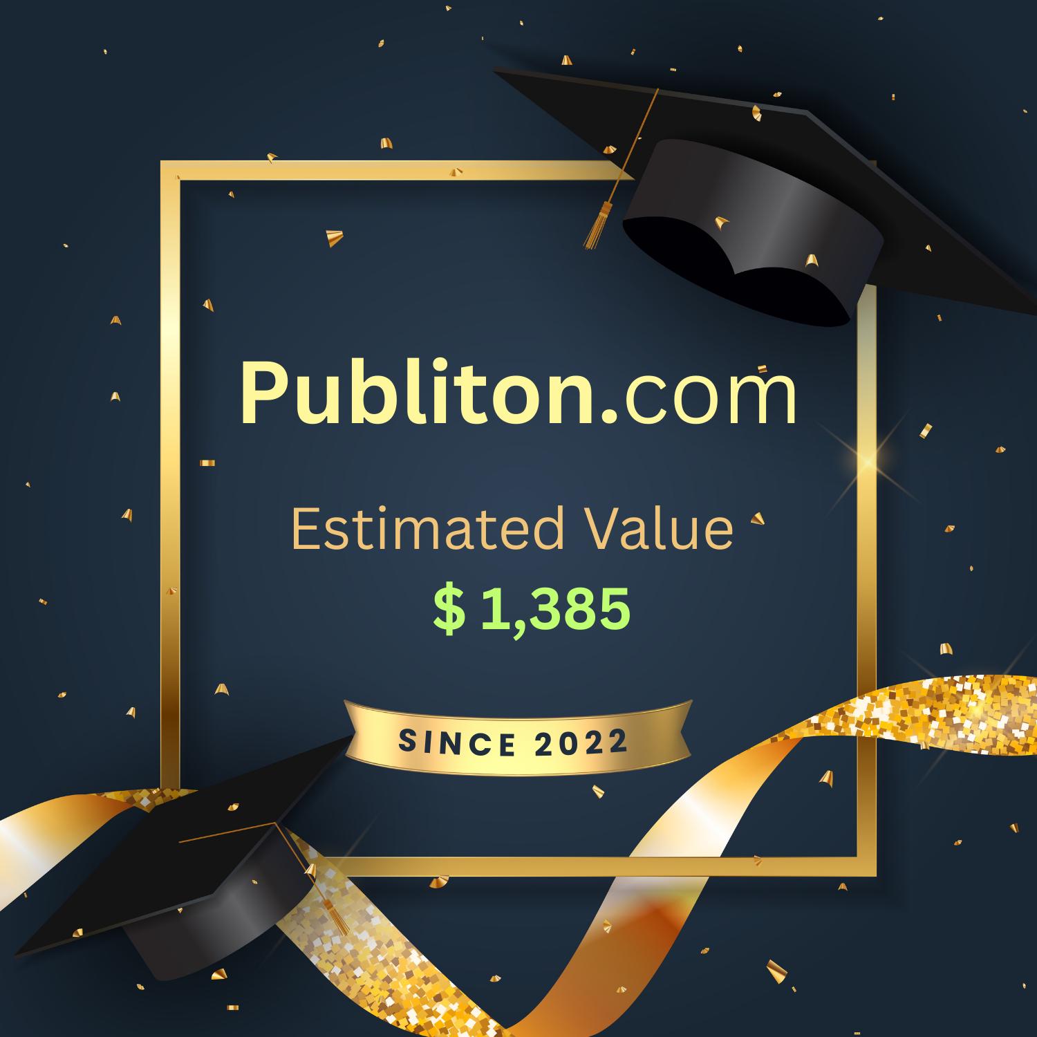 Publiton.com Premium 3+ Years 1 Single Word Domain Name GoDaddy Appraisal 1,385 USD