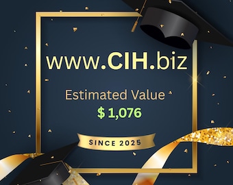 CIH.biz, nombre de dominio de 3 letras, tasación de 1.076 dólares, activo de ciberseguridad con IA para tecnología financiera (123 extensiones registradas).