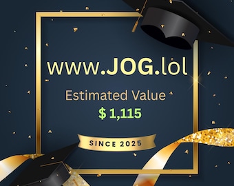 Könnte beinhalten: Grafik mit dunkelblauem Hintergrund, goldenen Akzenten und Konfetti. Der Text lautet "www.JOG.lol", "Geschätzter Wert $1.115" und "Seit 2025". Zwei Abschlusskappen und ein goldenes Band sind ebenfalls abgebildet.