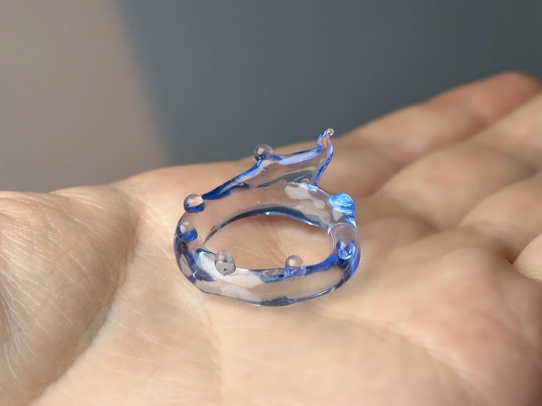 Handmade Glass Wave Ring, Ocean Inspired Blue Glass Ring, Artisan ...