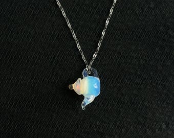 Handmade Glass Teapot Necklace, Whimsical Teapot Pendant, Lampwork Iridescent Glass Jewelry, Cute Cottagecore Charm Gift