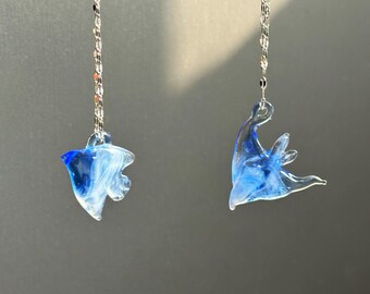 Handmade Glass Bird Necklace, Dove and Swallow Pendant, Multicolor Glass Jewelry, Spring Bird Necklace, Lampwork Glass Pendant