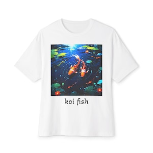 Koi Fish Oversized Tee - Unisex Boxy T-Shirt for Nature Lovers