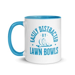 Easily Distracted By Lawn Bowls Novelty Mug with Color Inside