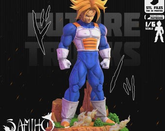 Standbeeld van een krijger in Super Saiyan-stijl op schaal 1/6 – door fans gemaakte anime-harsfiguur