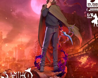 Anime-standbeeld Shadow Hunter – Dark Fantasy Warrior – door fans gemaakte harsfiguur