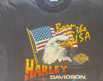 Vintage 80s Harley Davidson Born in the USA Motorcycle Tee - Etsy