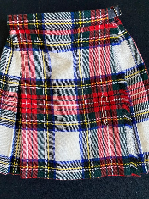 Vintage Girls Scottish Tartan Plaid Wool Pleated … - image 3