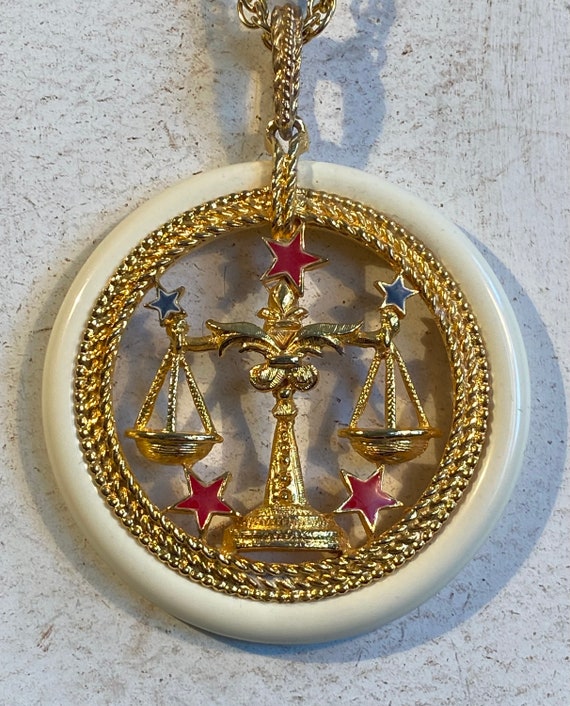 70’s Libra Zodiac Circular Pendant Decorative Gol… - image 5