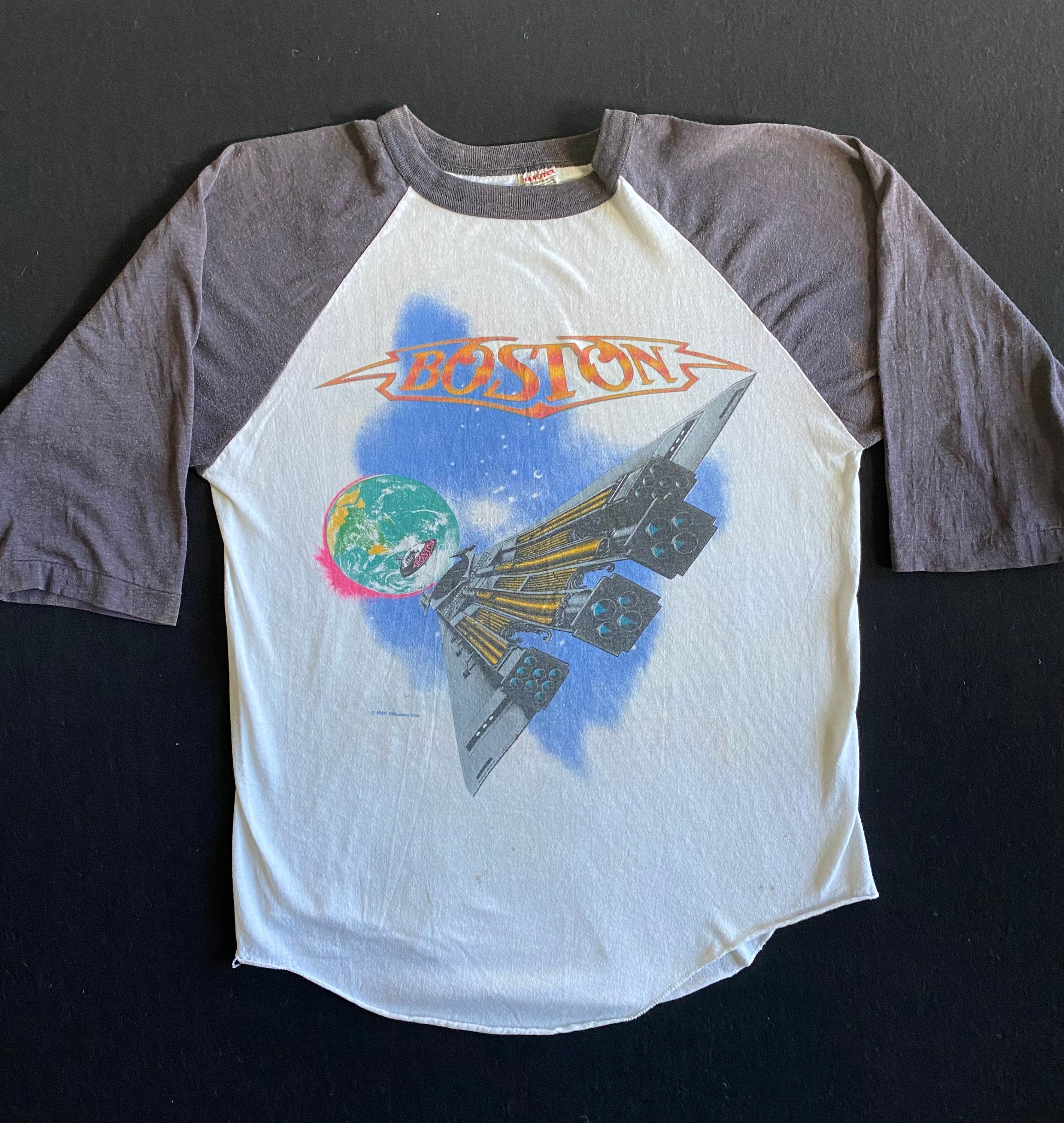 1986 BOSTON Double Sided Rock Concert Tour Shirt 3/4 Sleeve