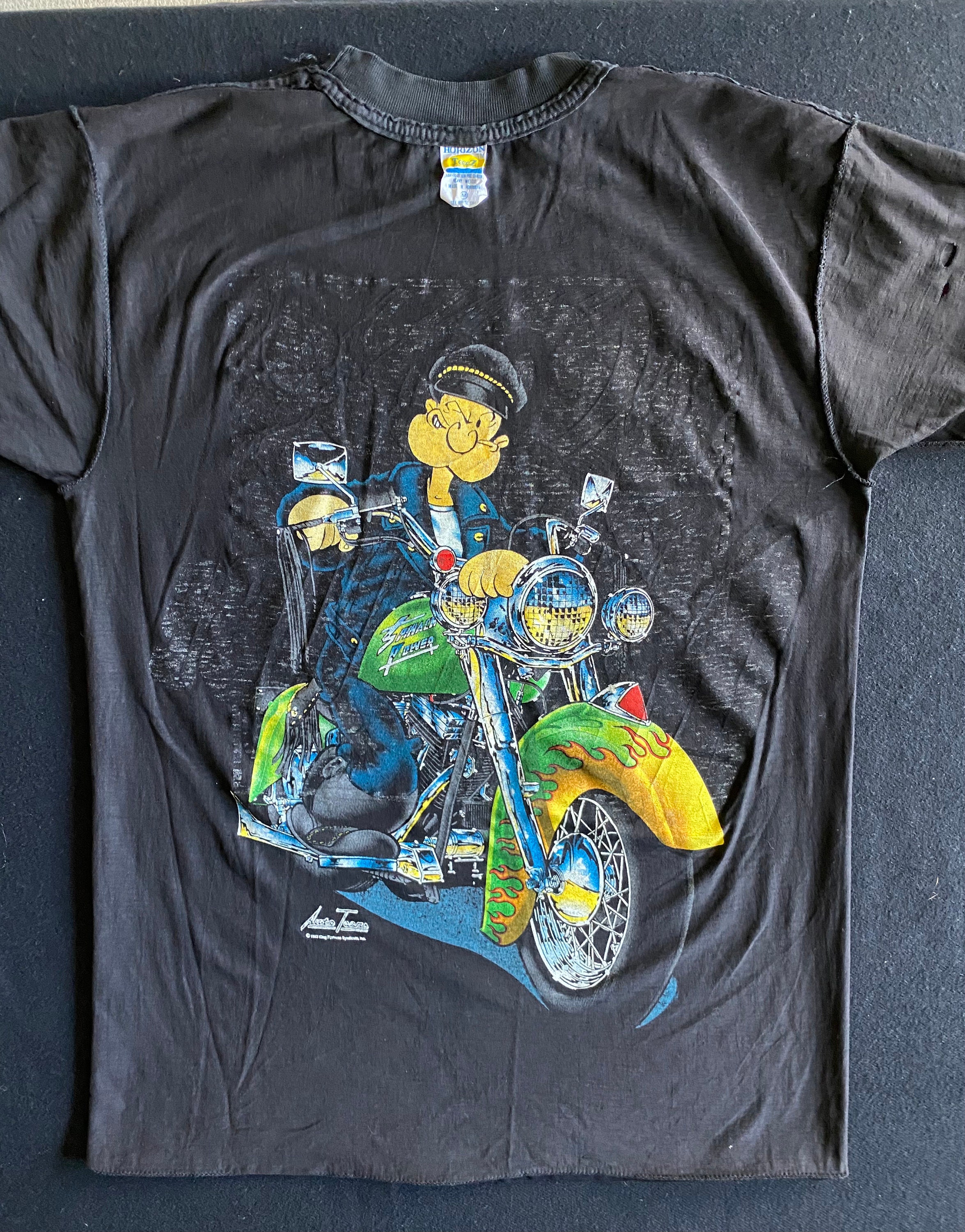 1990's Vintage Test Screen Print Black T Shirt 4 Distinct Graphics