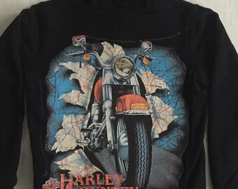 Ein shopNOV Interpretation Kids One of a Kind HARLEY DAVIDSON Vintage Kult bild auf schwarzem Kapuzenpullover