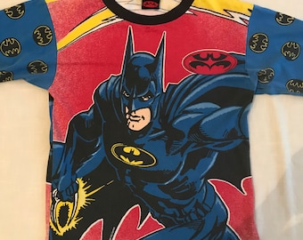 BATMAN DC Comics 90's All Over Oversize Front and Back Action Graphics Authentic Vintage T Shirt Size Small