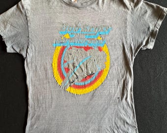 1980 Totally Trashed Beat to Hell Bob Seeger and the Silver Bullet Band Touring Against the Wind Double Sided Faded Gray Paper Thin T Shirt