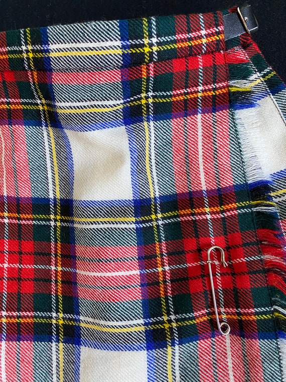 Vintage Girls Scottish Tartan Plaid Wool Pleated … - image 4