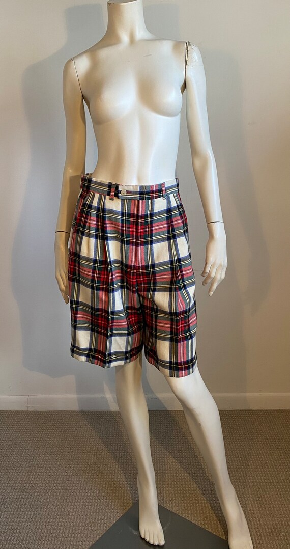 80’s Preppy Scottish Tartan Plaid Wool Front Pleat