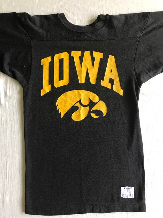 80 S Iowa Hawkeyes Old School Durene Champion Brand Black Etsy