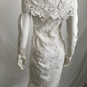 BECKY BISOULIS Vintage 1980s wedding dress, antique lace tea length dress