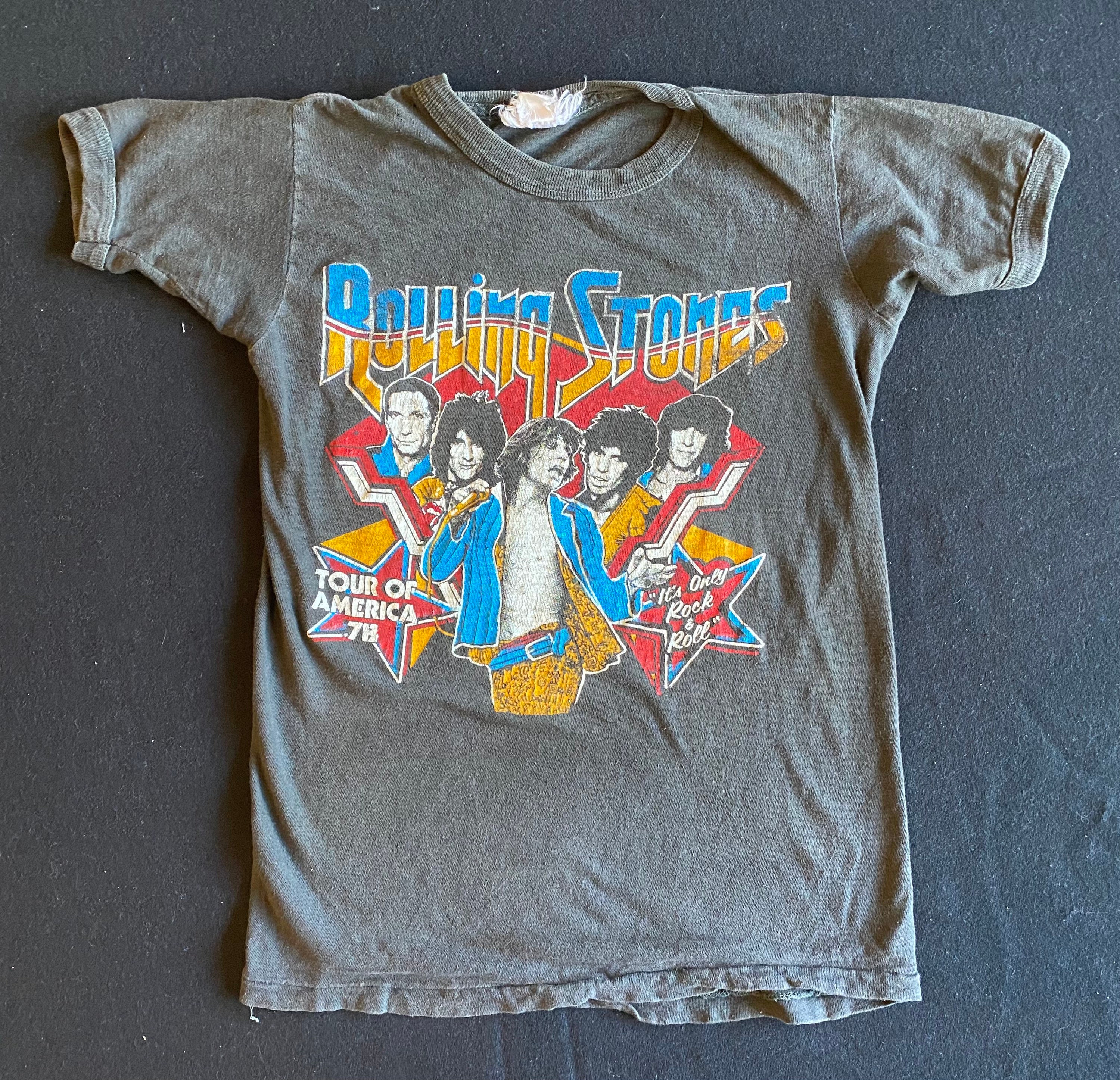 The Rolling Stones 1978 Double Sided Tour Of America Its Only Rock and Roll  True Rare Coveted Vintage Paper Thin Black T Shirt Size S