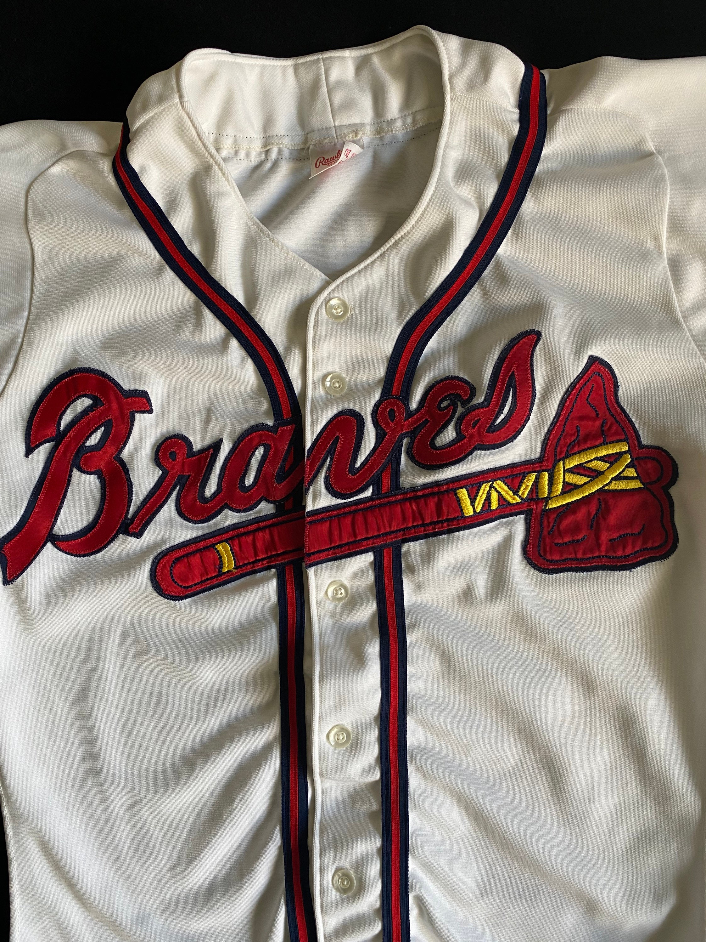 vtg rare mlb atlanta braves authentic rawlings baseball jersey size 46