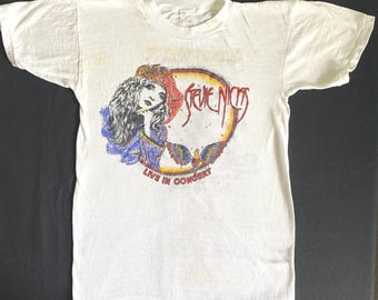 Stevie Nicks Live In Concert 80's Rare Scarce Double Sided Soft and Thin White T Shirt Featuring the Iconic Magical Mystical Singer Size L