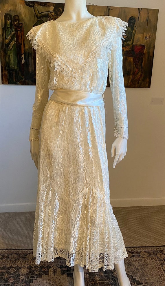 70’s Victorian Edwardian Bridal Dress Party Dress… - image 1