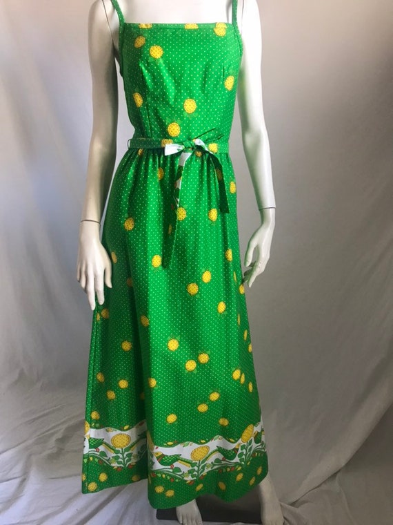 60's 70's Maxi Sun Dress by MALIA Honolulu Green B