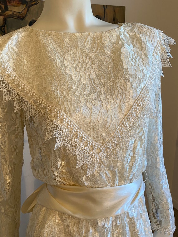 70’s Victorian Edwardian Bridal Dress Party Dress… - image 3