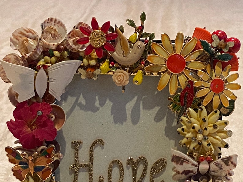OOAK Vintage Jeweled Picture Frame HOPE an Inspiring Fantastic Array of ...